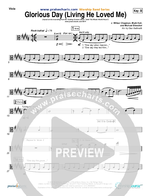 Glorious Day (Living He Loved Me) Viola (Casting Crowns)