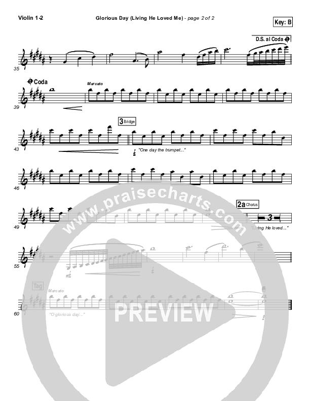 Glorious Day (Living He Loved Me) Violin 1/2 (Casting Crowns)