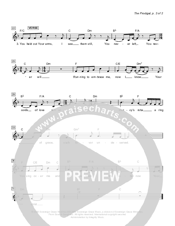 The Prodigal Lead Sheet (Sovereign Grace)