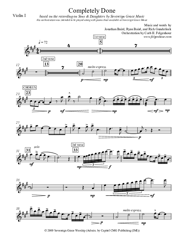 Completely Done Violin 1 (Sovereign Grace)