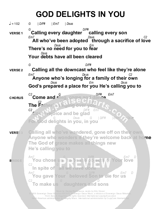 God Delights In You Chords & Lyrics (Sovereign Grace)