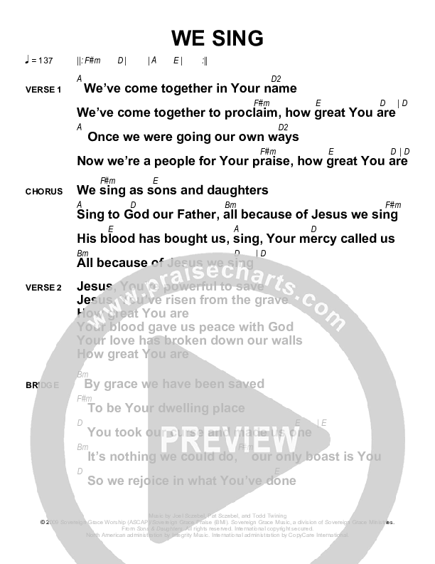 We Sing Chords & Lyrics (Sovereign Grace)
