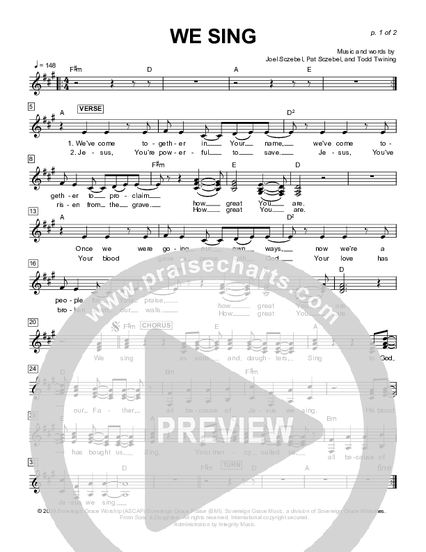We Sing Lead Sheet (Sovereign Grace)