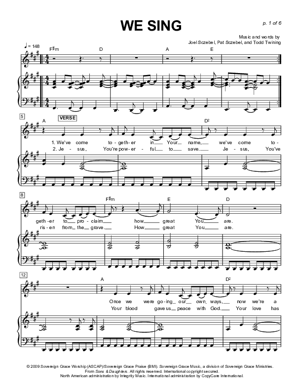 We Sing Lead & Piano (Sovereign Grace)
