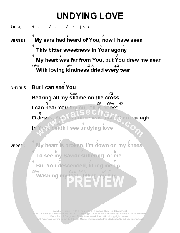 Undying Love Chords & Lyrics (Sovereign Grace)