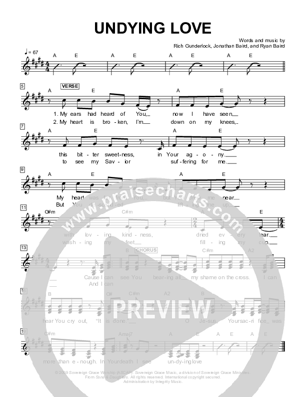 Undying Love Lead Sheet (Sovereign Grace)