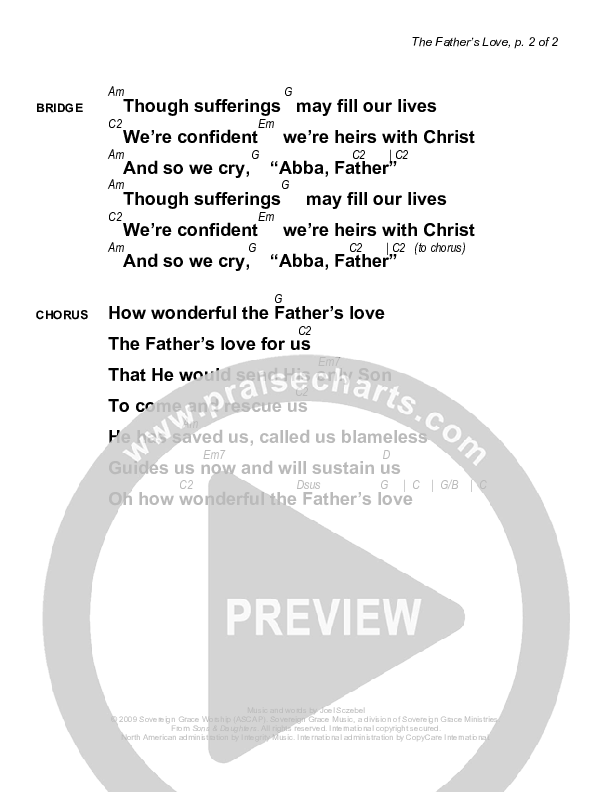 The Father's Love Chords & Lyrics (Sovereign Grace)