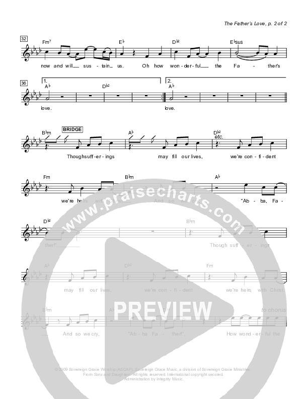 The Father's Love Lead Sheet (Sovereign Grace)