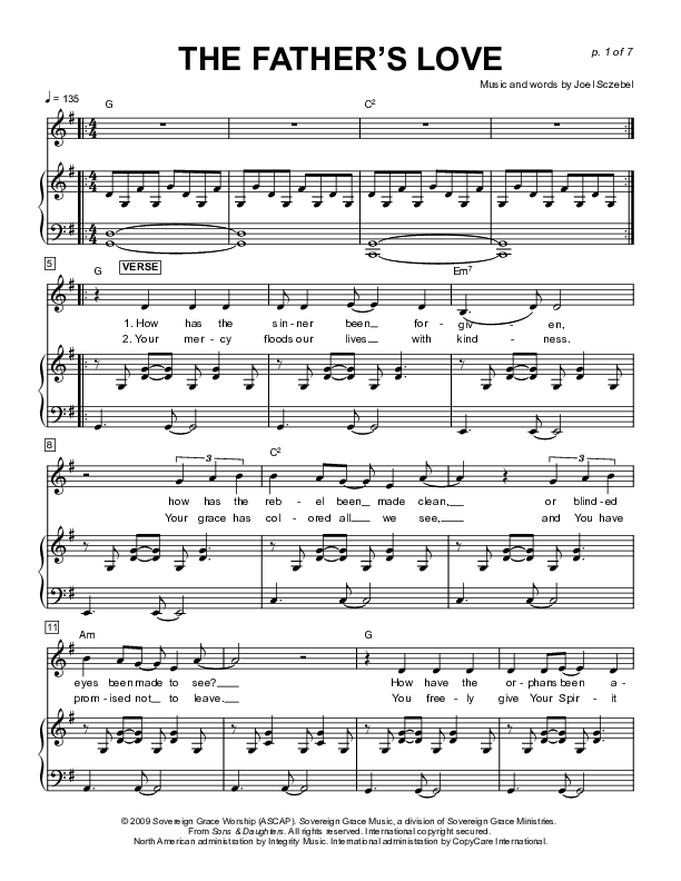 The Father's Love Lead & Piano (Sovereign Grace)