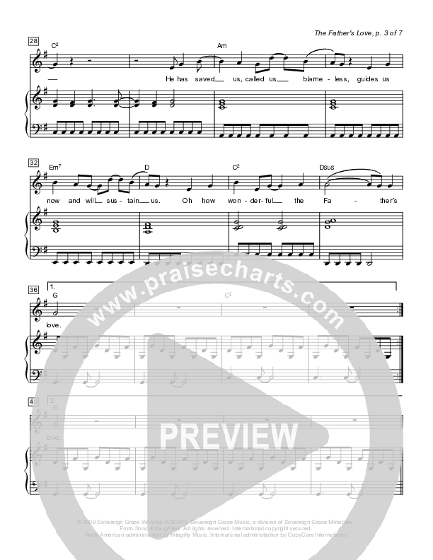 The Father's Love Lead & Piano (Sovereign Grace)