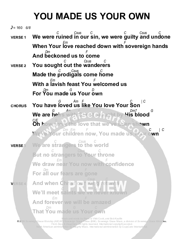 You Made Us Your Own Chords & Lyrics (Sovereign Grace)