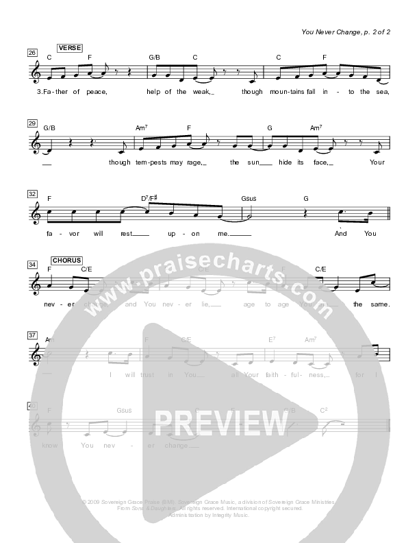 You Never Change Lead Sheet (Sovereign Grace)