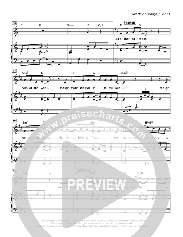 You Never Change Piano/Vocal (Sovereign Grace)