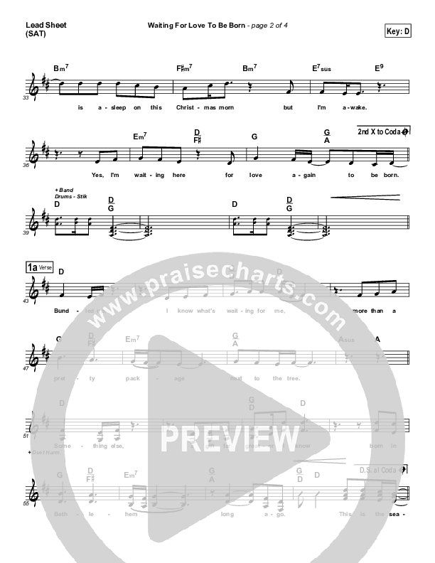 Waiting For Love To Be Born Lead Sheet (Rob Mathes)