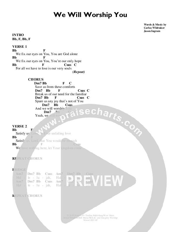 We Will Worship You Chord Chart (Carlos Whittaker)