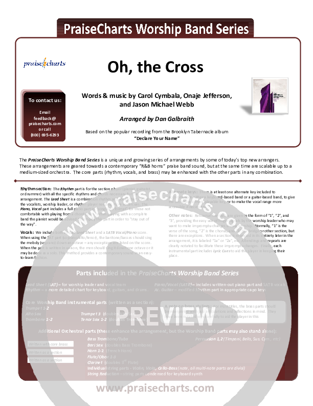 Oh The Cross Cover Sheet (The Brooklyn Tabernacle Choir)
