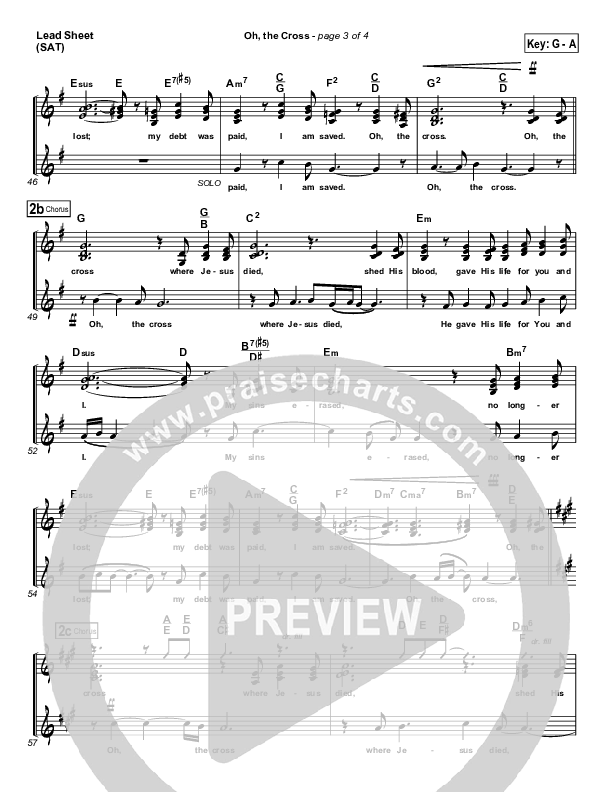 Oh The Cross Lead Sheet (SAT) (The Brooklyn Tabernacle Choir)