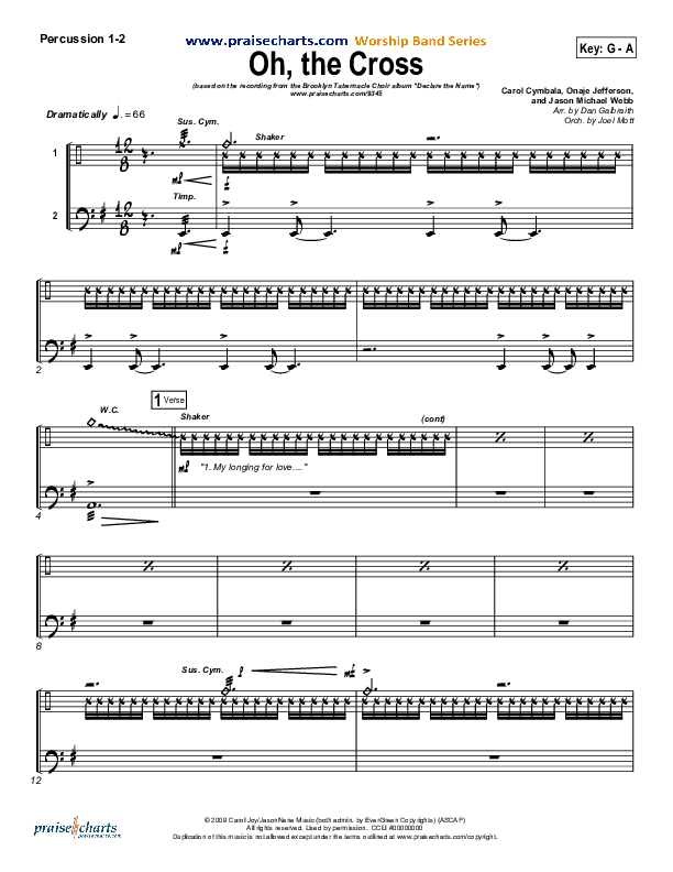 Oh The Cross Percussion 1/2 (Songs of Brooklyn Tabernacle Choir (PraiseCharts Edition))