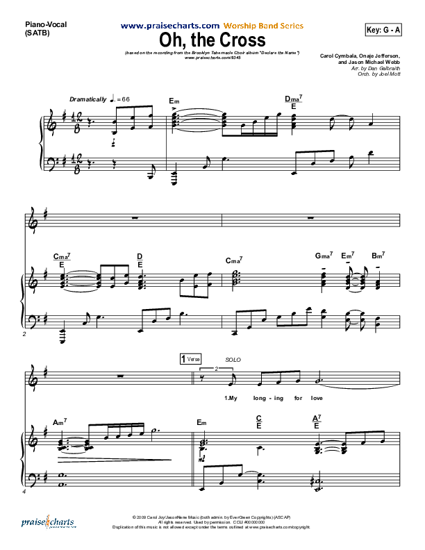 Oh The Cross Piano/Vocal & Lead (Songs of Brooklyn Tabernacle Choir (PraiseCharts Edition))