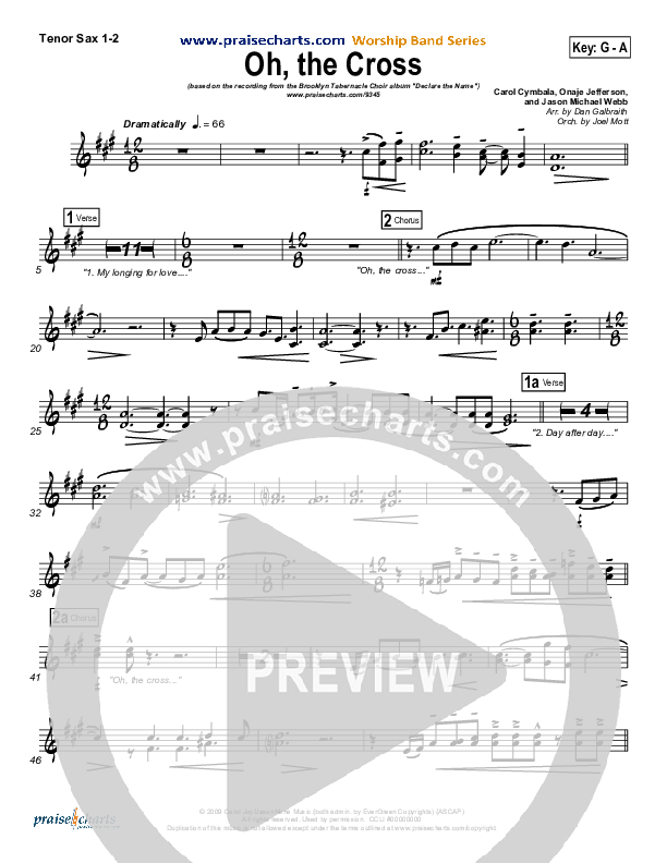 Oh The Cross Tenor Sax 1/2 (Songs of Brooklyn Tabernacle Choir (PraiseCharts Edition))