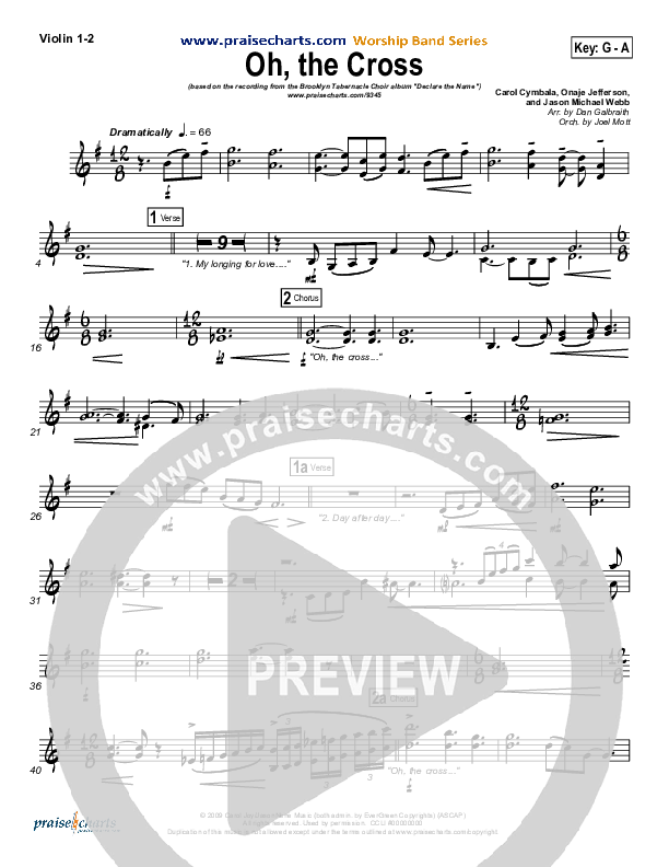 Oh The Cross Violin 1/2 (Songs of Brooklyn Tabernacle Choir (PraiseCharts Edition))