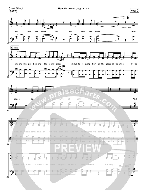 How He Loves Choir Sheet (SATB) (David Crowder)