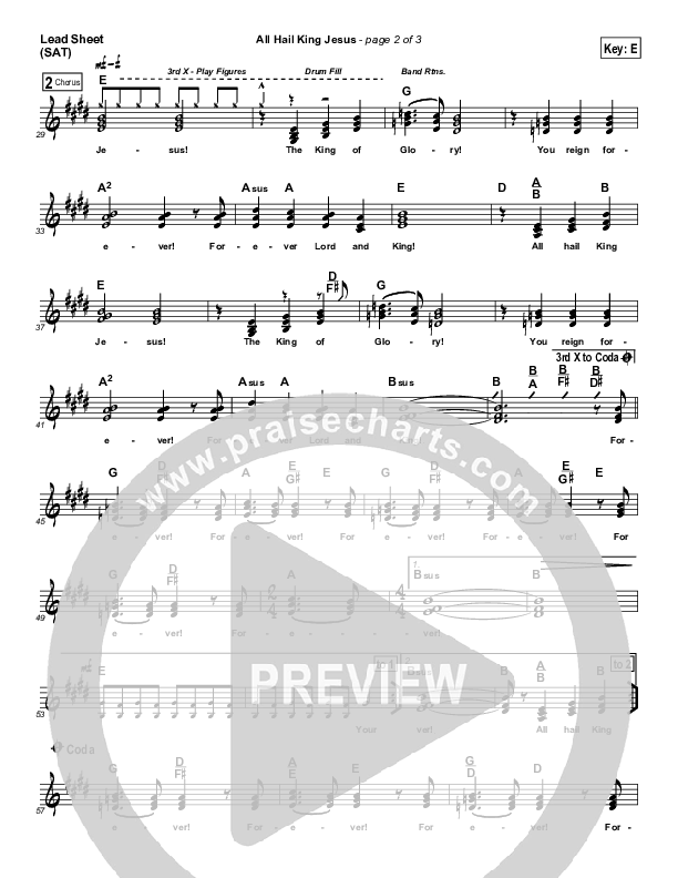 All Hail King Jesus Lead Sheet (Dennis Jernigan)