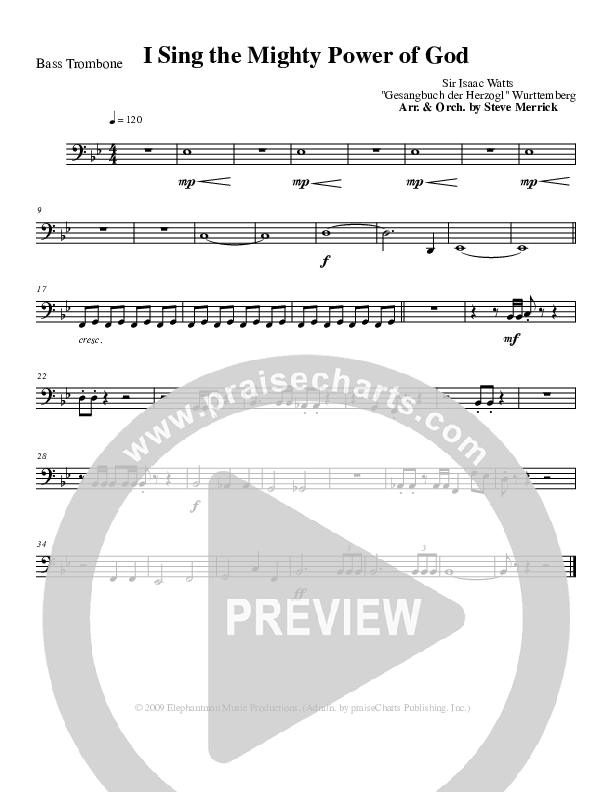 I Sing The MIghty Power Of God Bass Trombone (Stephen Merrick)