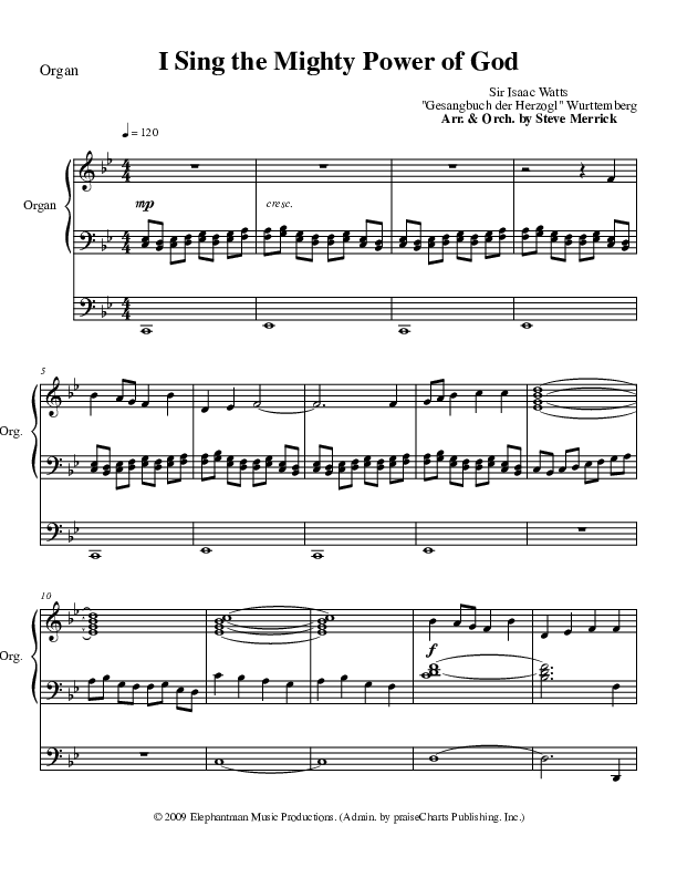I Sing The MIghty Power Of God Organ (Stephen Merrick)