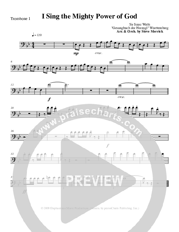 I Sing The MIghty Power Of God Trombone 1 (Stephen Merrick)