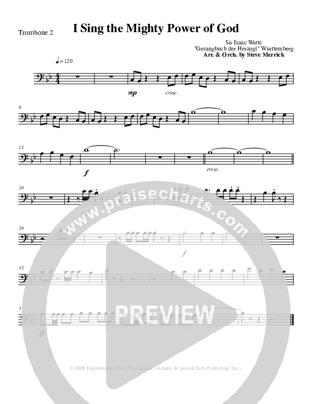 I Sing The MIghty Power Of God Trombone (Stephen Merrick)