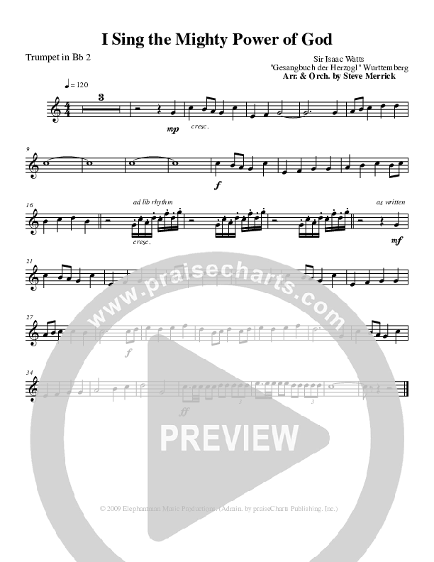 I Sing The MIghty Power Of God Trumpet 2 (Stephen Merrick)