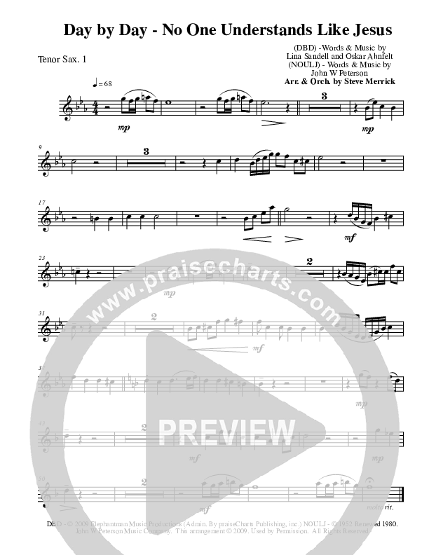 Day By Day - No One Understands Like Jesus Tenor Sax 1/2 (Stephen Merrick)