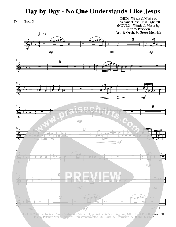 Day By Day - No One Understands Like Jesus Tenor Sax 1/2 (Stephen Merrick)