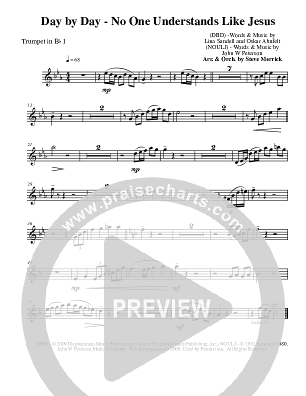 Day By Day - No One Understands Like Jesus Trumpet 1 (Stephen Merrick)