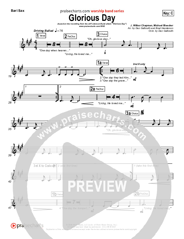 Glorious Day (Living He Loved Me) Bari Sax (Jeff Johnson)