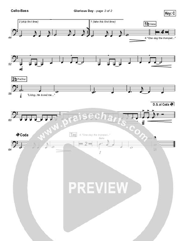 Glorious Day (Living He Loved Me) Cello/Bass (Jeff Johnson)