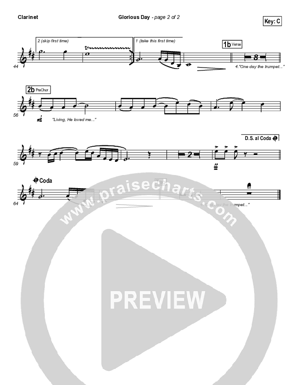 Glorious Day (Living He Loved Me) Clarinet (Jeff Johnson)