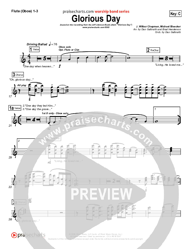 Glorious Day (Living He Loved Me) Flute/Oboe 1/2/3 (Jeff Johnson)