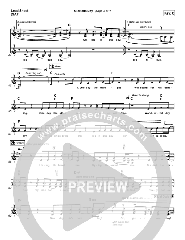 Glorious Day (Living He Loved Me) Lead Sheet (Jeff Johnson)