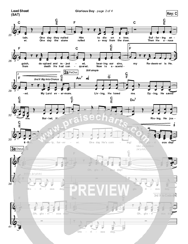 Glorious Day (Living He Loved Me) Lead Sheet (SAT) (Jeff Johnson)