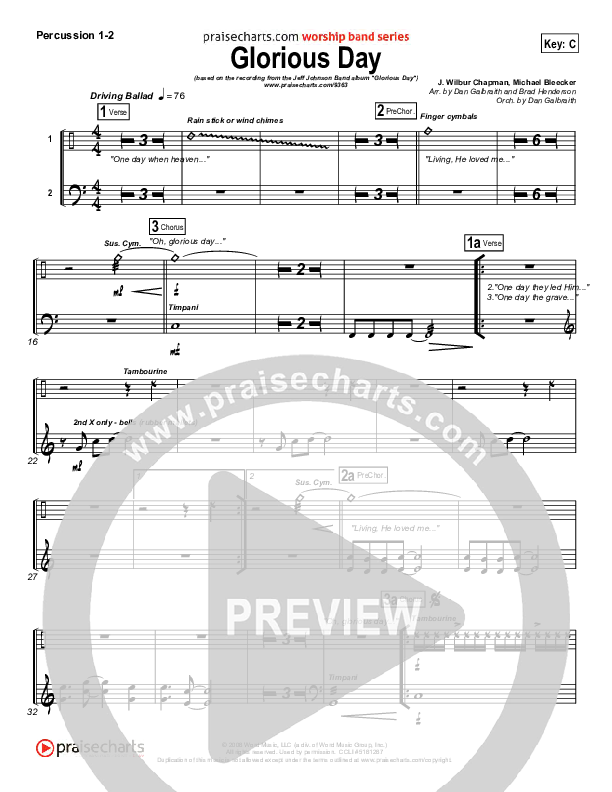 Glorious Day (Living He Loved Me) Percussion 1/2 (Jeff Johnson)