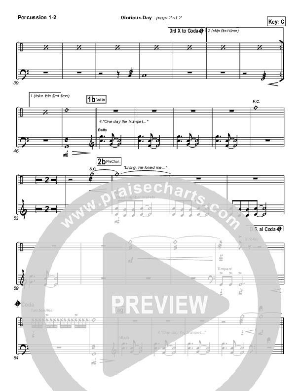 Glorious Day (Living He Loved Me) Percussion 1/2 (Jeff Johnson)