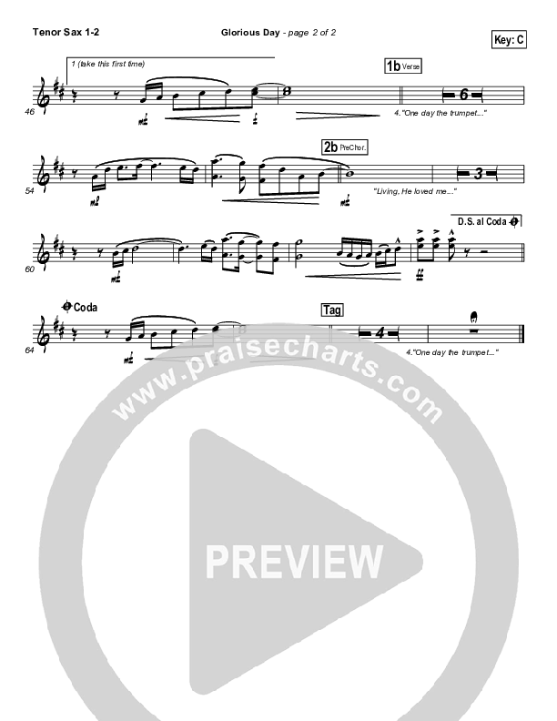 Glorious Day (Living He Loved Me) Tenor Sax 1/2 (Jeff Johnson)