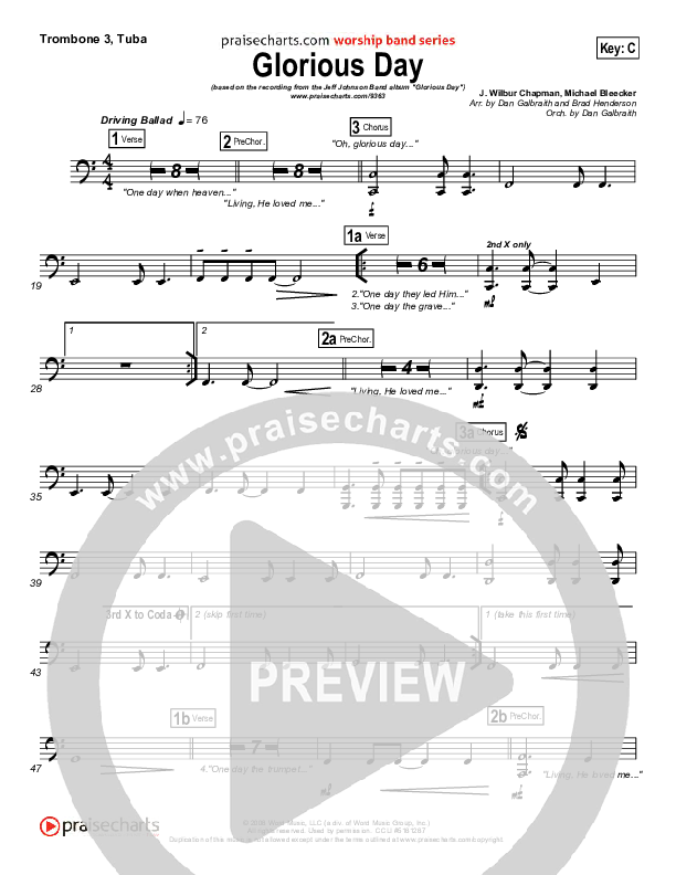 Glorious Day (Living He Loved Me) Trombone 3/Tuba (Jeff Johnson)