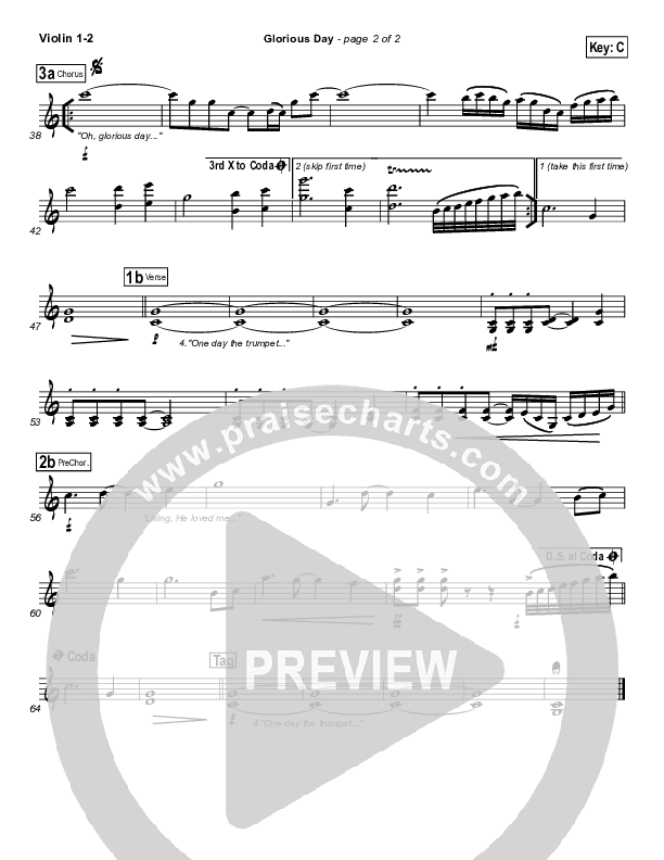 Glorious Day (Living He Loved Me) Violin 1/2 (Jeff Johnson)