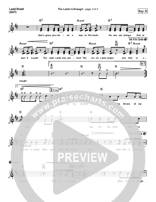 The Lamb Is Enough Lead Sheet (Brad Henderson)
