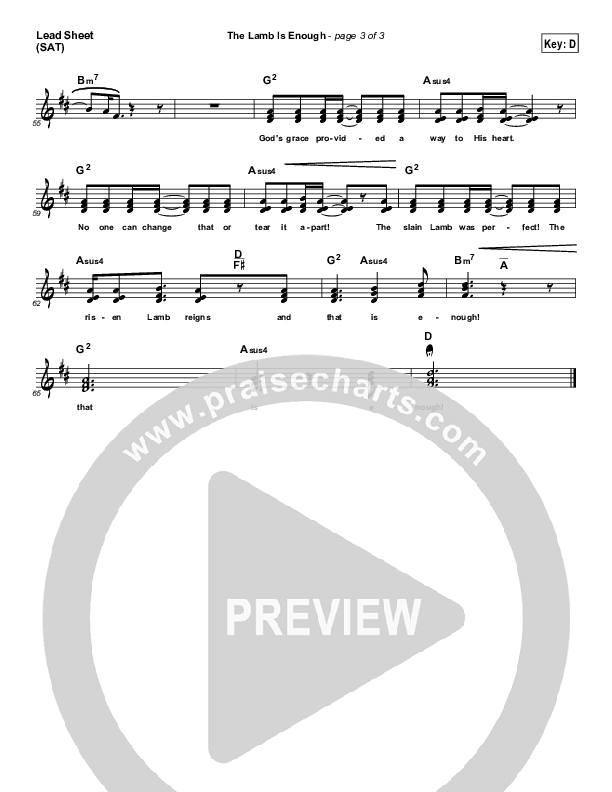 The Lamb Is Enough Lead Sheet (Brad Henderson)