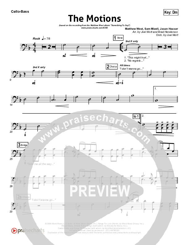 The Motions Cello/Bass (Matthew West)