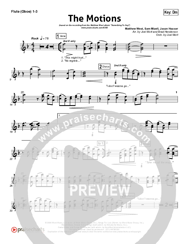 The Motions Flute/Oboe 1/2/3 (Matthew West)